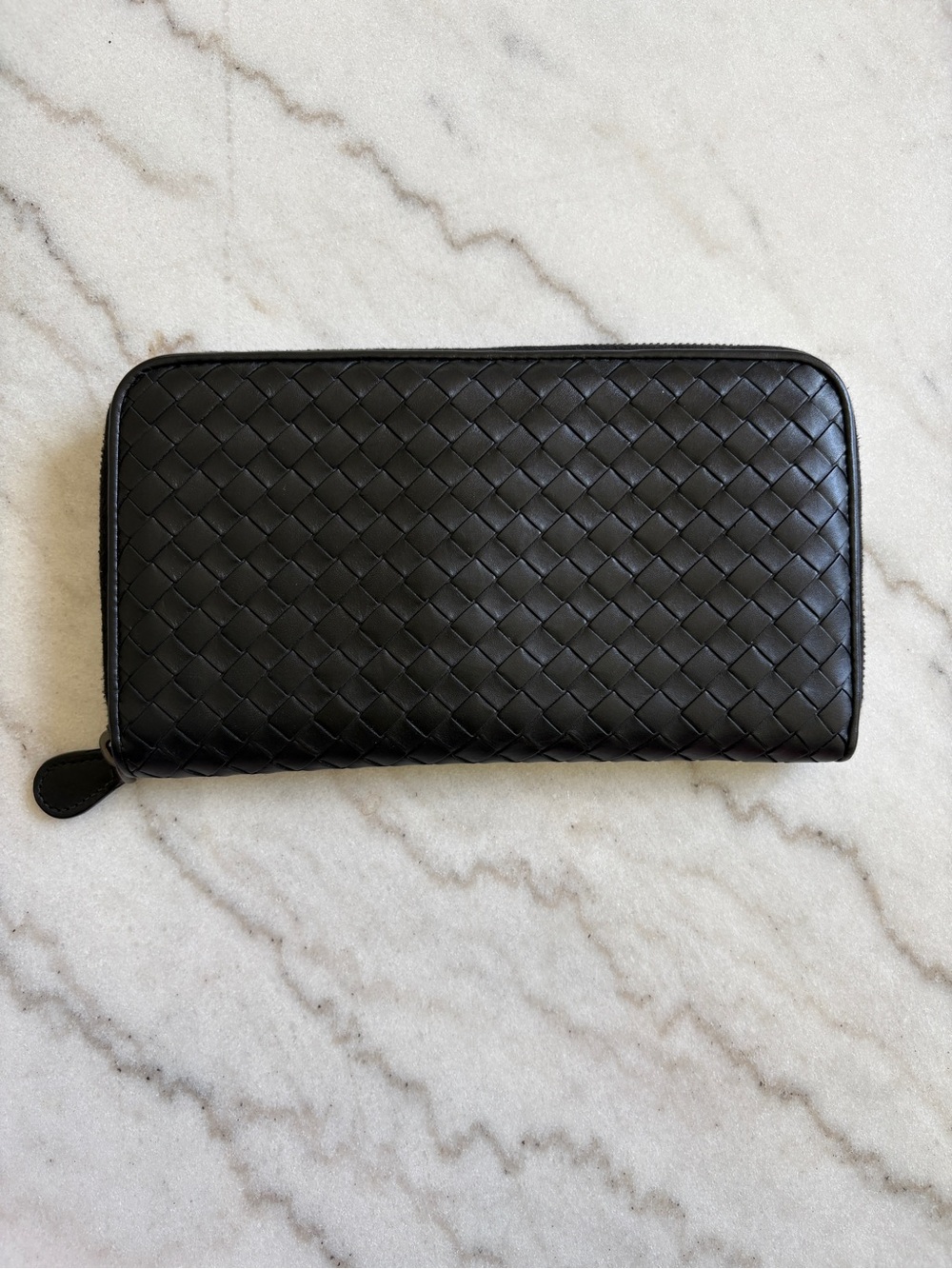 Bottega Veneta Black Intrecciato Zip-Around Large Wallet - Holds Phone
